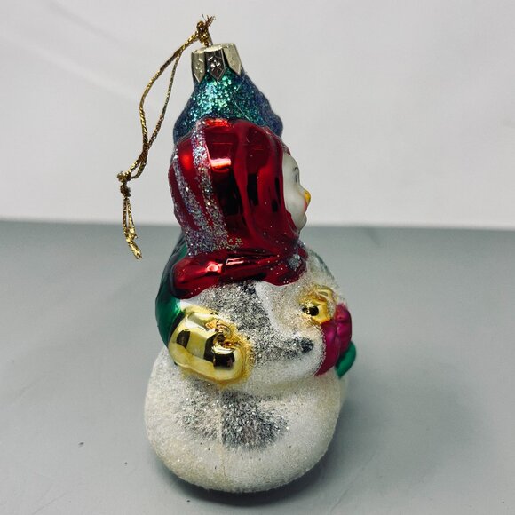 Christopher Radko Snowman Couple Glass Ornament Hand‑Painted Glitter Holiday 5" - Picture 4 of 8